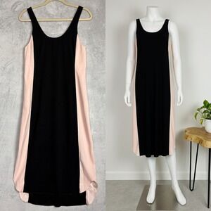 ✨ 2/$35 Wilfred Midi Colorblock Dress Black Pink Sleeveless Small Retro Y2K